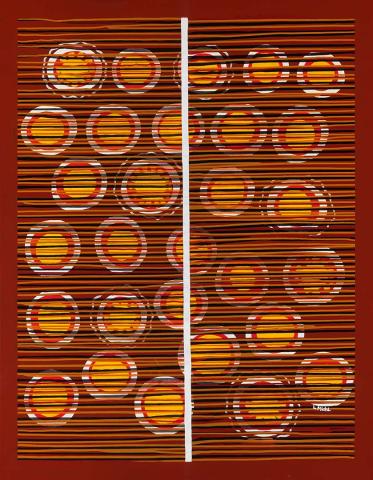 Artwork Nundah (Wild apricot) this artwork made of Synthetic polymer paint on canvas, created in 2002-01-01