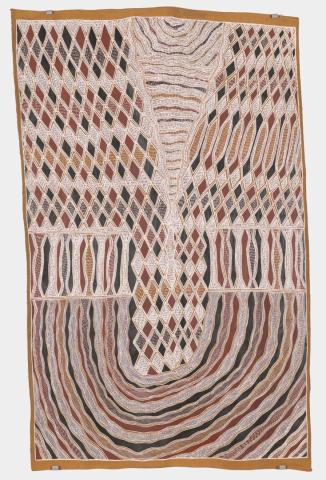 Artwork Burrut'tji (Lightning serpent) this artwork made of Natural pigments on bark, created in 2002-01-01