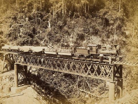Artwork North Queensland railway scene in wooded country this artwork made of Albumen photograph on paper, created in 1888-01-01