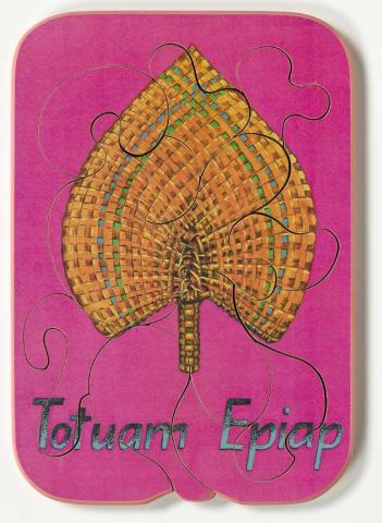 Artwork Totuam epiap (Fan) this artwork made of Colour laser copy, varnish and paint on composition board, created in 1991-01-01