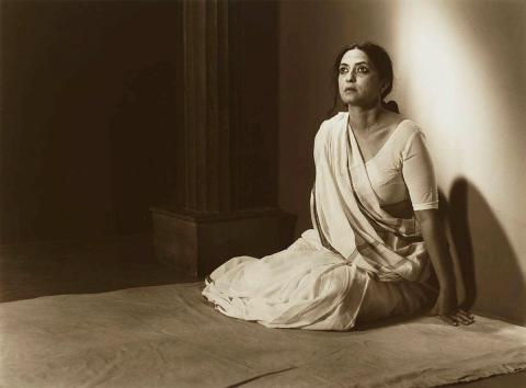 Artwork Adbhuta (Wonderment) (from 'The Navarasa suite' from the 'Bombay Photo Studio' series) this artwork made of Gelatin silver photograph, sepia-toned on paper, created in 2000-01-01