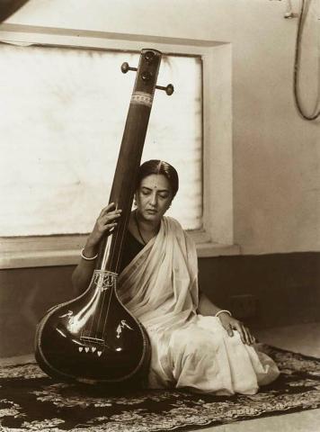 Artwork Shanta (Quietude) (from 'The Navarasa suite' from the 'Bombay Photo Studio' series) this artwork made of Gelatin silver photograph, sepia-toned on paper, created in 2000-01-01