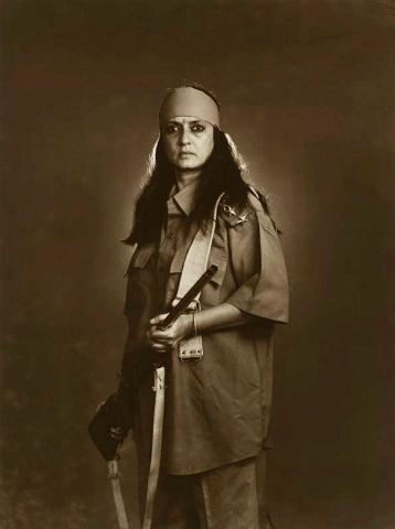 Artwork Veera (Valour) (from 'The Navarasa suite' from the 'Bombay Photo Studio' series) this artwork made of Gelatin silver photograph, sepia-toned on paper, created in 2000-01-01