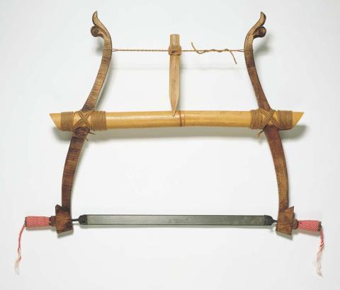 Artwork Frame saw (from 'Argonauts of the Timor Sea') this artwork made of Wood, metal, string, bamboo