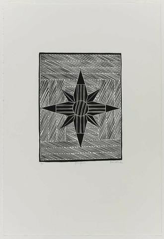 Artwork Banumbirr (Morning Star) (no. 1 from 'Yalangbara' suite) this artwork made of Linocut on paper, created in 2000-01-01