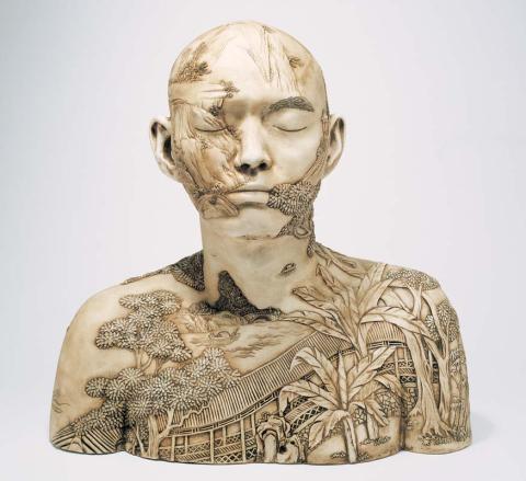 Artwork China China - bust no.63 this artwork made of Porcelain with stained colour relief landscape design, created in 2002-01-01