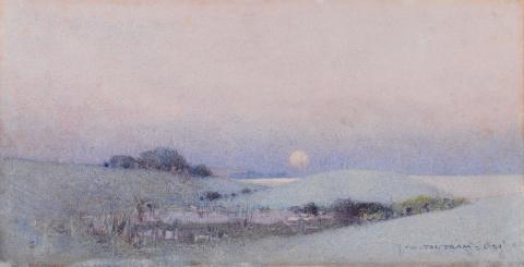 Artwork (Landscape with rising moon) this artwork made of Watercolour on paper, created in 1921-01-01