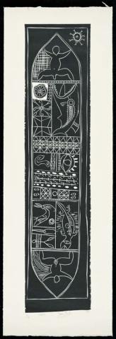 Artwork Vaka (canoe) this artwork made of Woodcut on paper, created in 1994-01-01