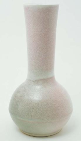 Artwork Vase this artwork made of Stoneware, wheelthrown, mallet shape with matte, pale mauve/pink glaze