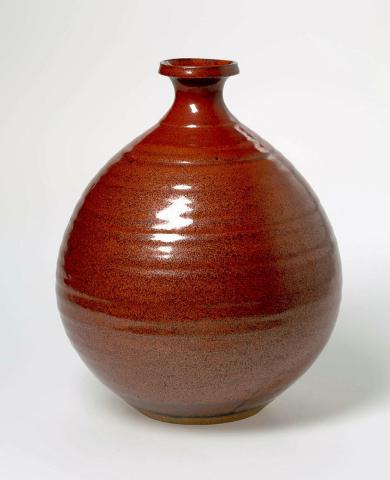Artwork Large vase this artwork made of Stoneware, wheelthrown, with cinnabar-red glaze, created in 1970-01-01