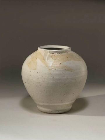 Artwork Blossom jar this artwork made of Stoneware, wheelthrown with magnesia matt glaze and applied rice husk ash glaze, created in 1975-01-01