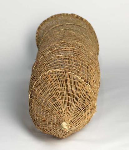 Artwork An-gujechiya (Fish trap) this artwork made of Twined pandanus palm leaf (Pandanus spiralis) with natural dyes, created in 2006-01-01