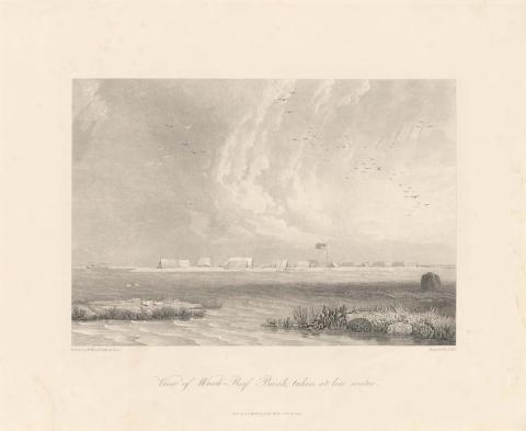 Artwork View of Wreck-Reef Bank taken at low water this artwork made of Engraving on paper, created in 1814-01-01