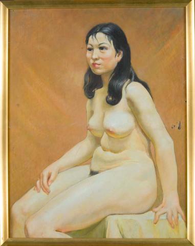 Artwork (Female nude) this artwork made of Oil