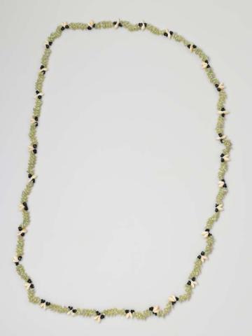 Artwork Traditional Palawa shell necklace this artwork made of Blue maireener, penguin and black crow shells collected from Flinders Island, threaded with synthetic thread, created in 2006-01-01