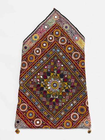 Artwork Kothali (dowry bag) this artwork made of Cotton, mirrors, silk, beads