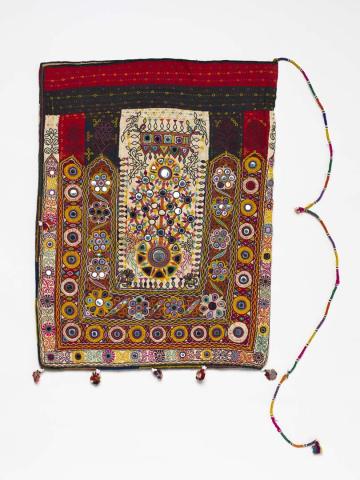 Artwork Large kothali (dowry bag) this artwork made of Cotton, mirrors, silk, metal and shells
