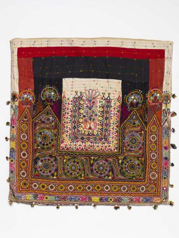 Artwork Large kothali (dowry bag) this artwork made of Cotton, silk, mirrors, shells