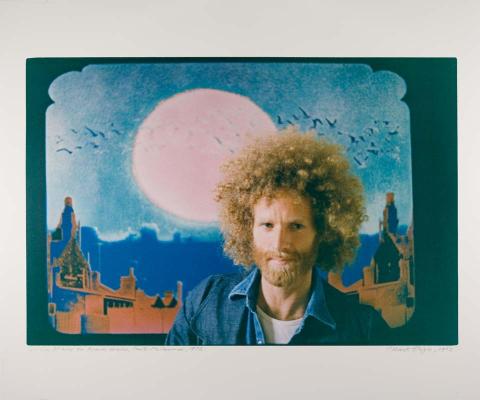 Artwork Wesley Stacey in Mark's studio, South Melbourne, 1972 (from 'Portrait' series) this artwork made of Colour photograph on Fuji colour paper, created in 1972-01-01