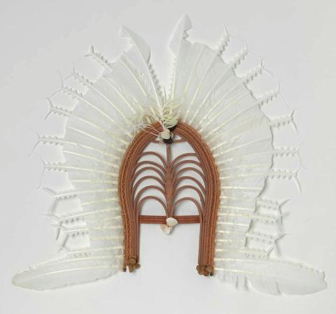 Artwork Ceremonial dhoeri this artwork made of Cane, bamboo, string with natural pigments, bees wax, shell, seed, eagle and heron feathers, created in 2008-01-01