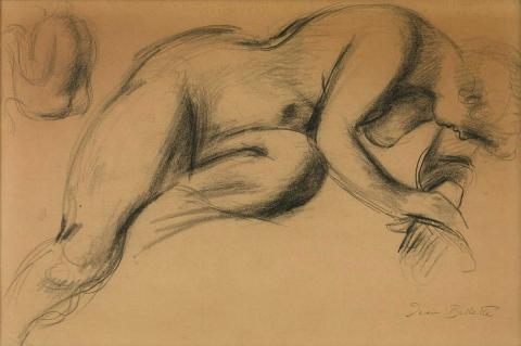Artwork Reclining nude this artwork made of Charcoal on paper