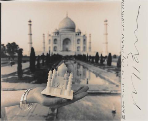Artwork Eko and the Taj Mahal, India (from 'Indian Ocean Journals') this artwork made of Gelatin silver photograph, sepia-toned on paper, created in 1992-01-01