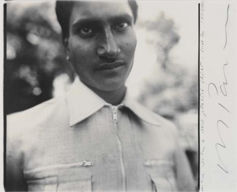 Artwork Man with a new plastic shirt, India (from 'Indian Ocean Journals') this artwork made of Gelatin silver photograph on paper, created in 1992-01-01