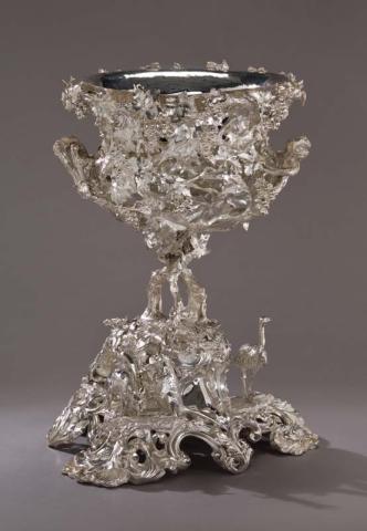 Artwork Presentation vase this artwork made of Sterling silver, cast and chased, with silver-plated insert, created in 1864-01-01