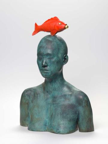 Artwork Metaphysica: Red Fish this artwork made of Bronze, brass and oil paint