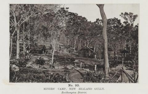 Artwork (Miners' camp, New Zealand Gully - Rockhampton district) (no. 20 from 'Images of Queensland' series) this artwork made of Autotype