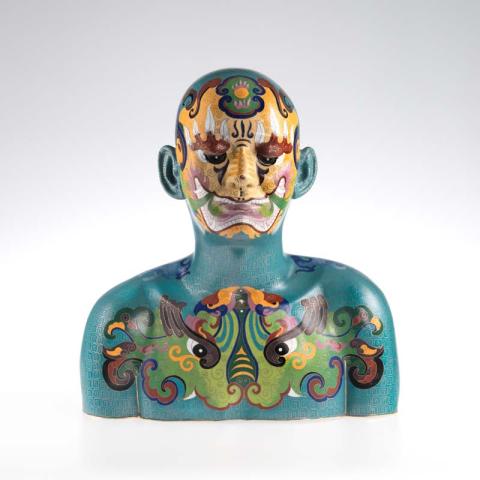 Artwork Human human - Bust no.5 this artwork made of Hand-beaten copper, finely enamelled in the cloisonné technique, created in 2001-01-01