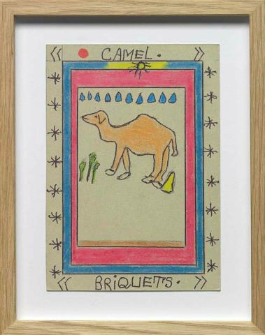 Artwork Camel briquets (from 'Publicités' series) this artwork made of Coloured pencil and ballpoint pen on cardboard, created in 2007-01-01