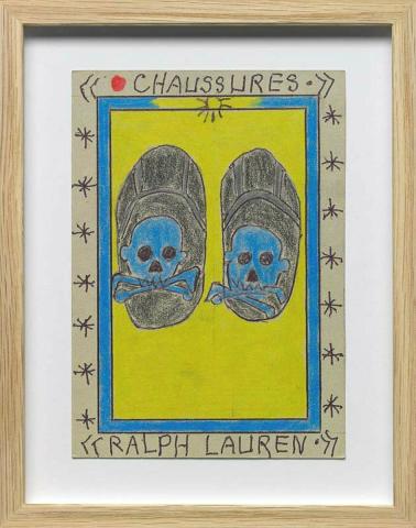 Artwork Chaussures Ralph Lauren (from 'Publicités' series) this artwork made of Coloured pencil and ballpoint pen on cardboard, created in 2007-01-01