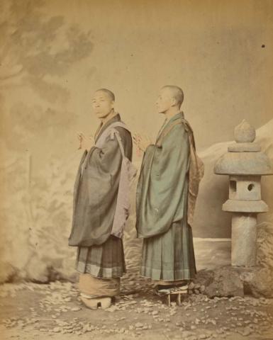 Artwork (Buddhist priests) (from 'Japan' album) this artwork made of Hand-coloured albumen photograph