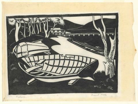 Artwork Ashore this artwork made of Linocut on paper, created in 1936-01-01