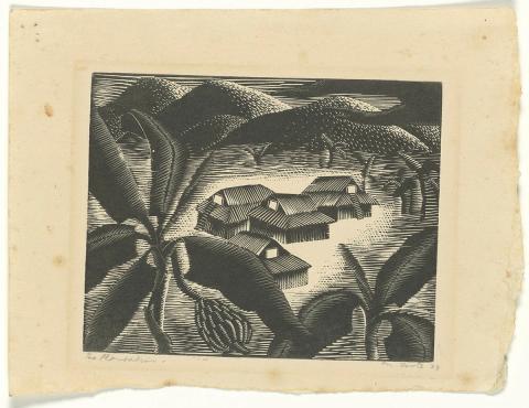 Artwork The plantation this artwork made of Woodblock print on paper, created in 1938-01-01