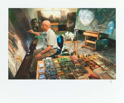 Artwork William Robinson in his studio at Manly in Brisbane, Queensland, Australia at 4:24pm on March 7th, 2005 this artwork made of Giclée print