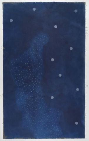 Artwork passing from the edge of memory to the night sky this artwork made of Pigment and pastel
