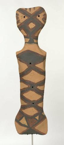 Artwork Bagu (Firestick figure) this artwork made of Terracotta clay, ochres, string, created in 2009-01-01