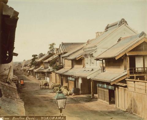 Artwork Benten Dori, Yokohama this artwork made of Hand-coloured albumen photograph on paper, created in 1870-01-01