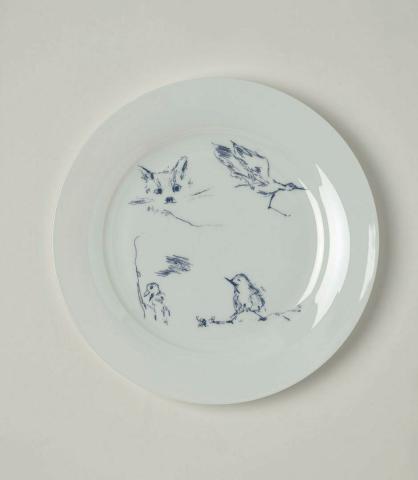 Artwork Docket and his bird collection this artwork made of Fine bone china plate, created in 2008-01-01