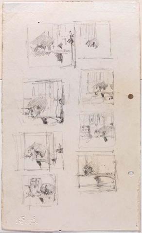 Artwork (Eight compositional studies of St Brigid's, Red Hill) this artwork made of Pencil on paper, created in 1916-01-01