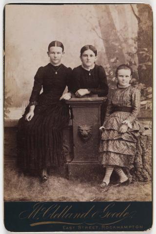Artwork Daughters of Joshua Eddowes, Rockhampton this artwork made of Albumen photograph on paper mounted on card, created in 1885-01-01