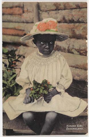 Artwork (South Sea Island girl, Queensland) (Jessie Yatta) this artwork made of Colourised postcard, created in 1900-01-01