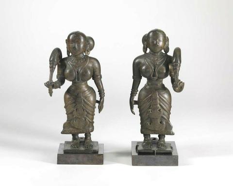 Artwork Untitled (Chauri bearers) this artwork made of Copper alloy on metal veneer on wood, created in 1500-01-01
