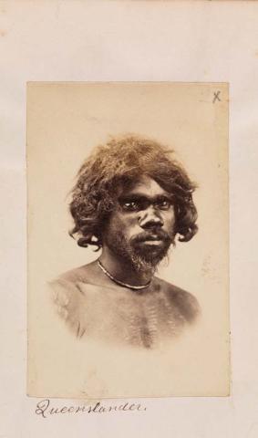 Artwork Portrait of a Queensland Aboriginal man this artwork made of Albumen photograph mounted on card