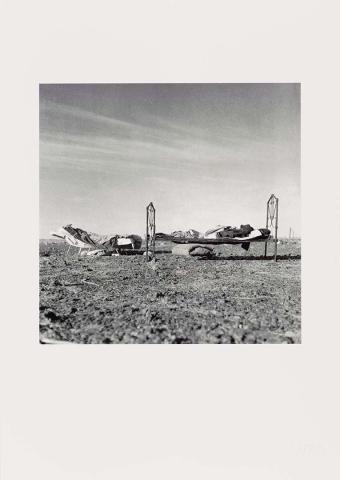 Artwork (Camp beds) (from 'Drought photographs' series) this artwork made of Archival inkjet print on paper, created in 1952-01-01