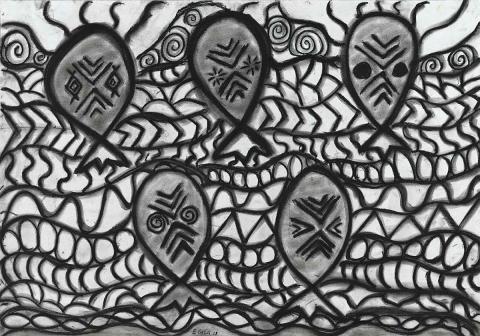 Artwork Karr lar kubkub this artwork made of Charcoal on paper, created in 2011-01-01