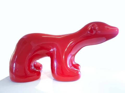 Artwork My beautiful lipstick red polar bear this artwork made of Fibreglass with polyurethane coating