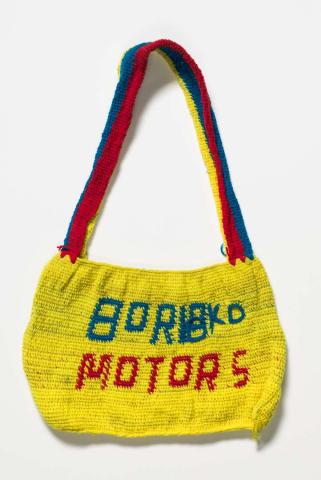 Artwork Boroko Motors this artwork made of Bilum: looped commercial yarns, created in 2011-01-01